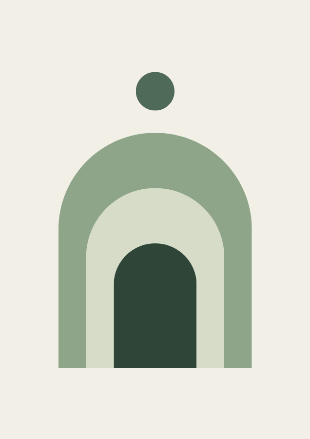 Sage Garden bundle: Sage Arches abstract poster in sage green and cream