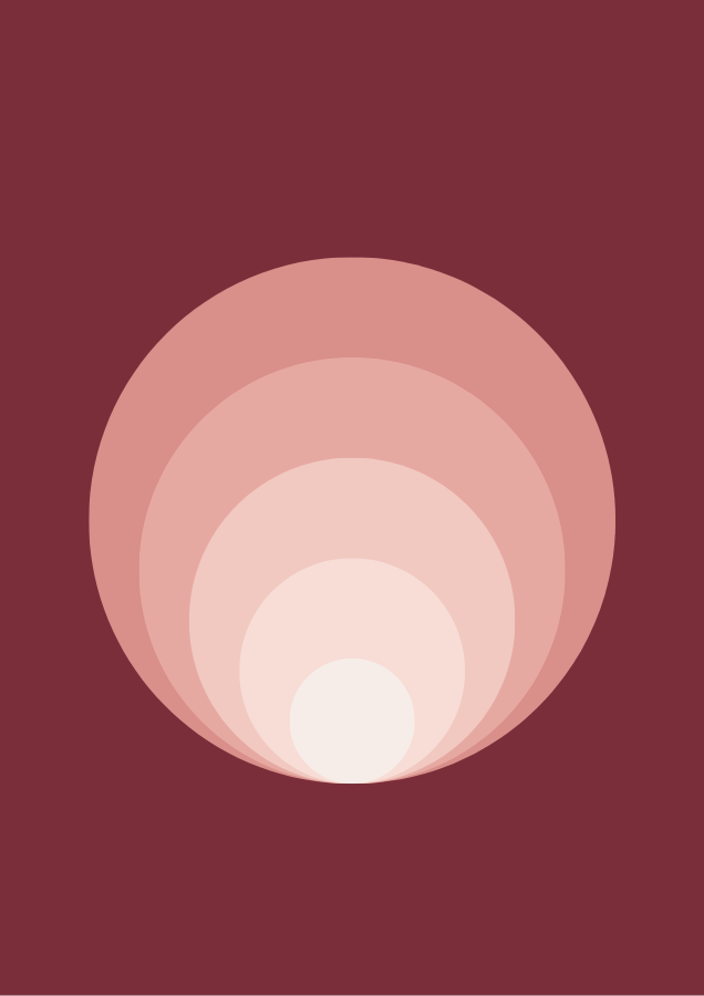 Rosé Rings abstract art poster with concentric rings in burgundy, dusty rose and blush pink