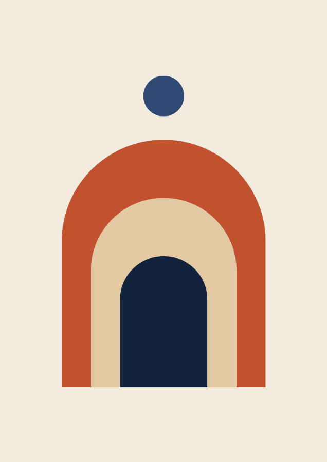 Warm Earth bundle: Sunrise Arches abstract poster in warm terracotta and sand