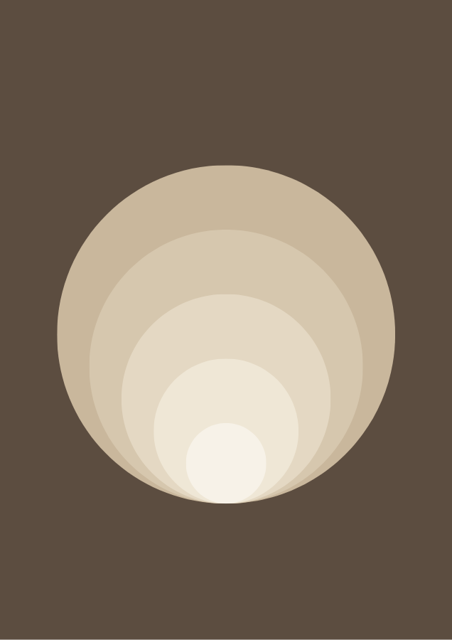 Sand Rings abstract art poster with concentric rings from espresso brown to cream
