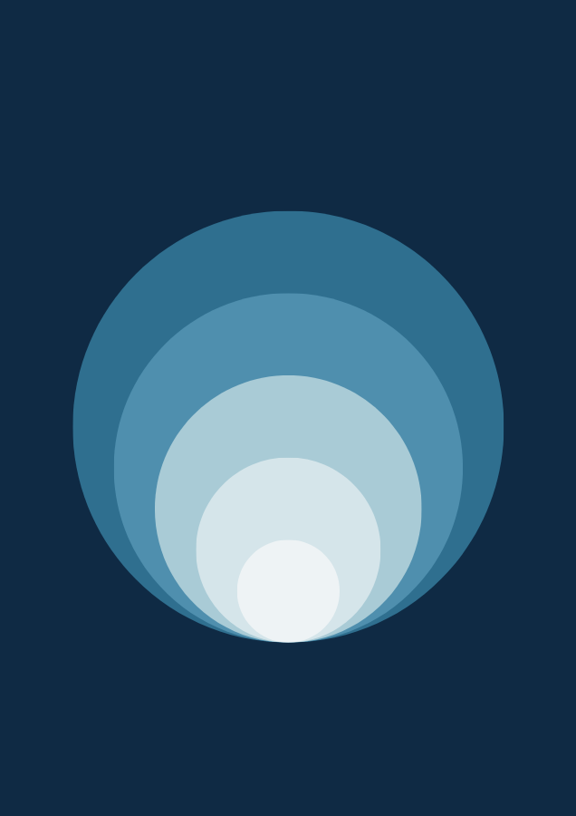Ocean bundle: Ocean Rings abstract poster fading from navy to pale blue