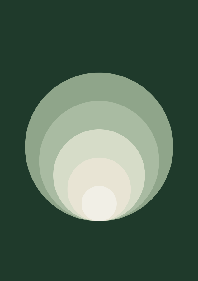 Sage Garden bundle: Forest Rings abstract poster in forest green