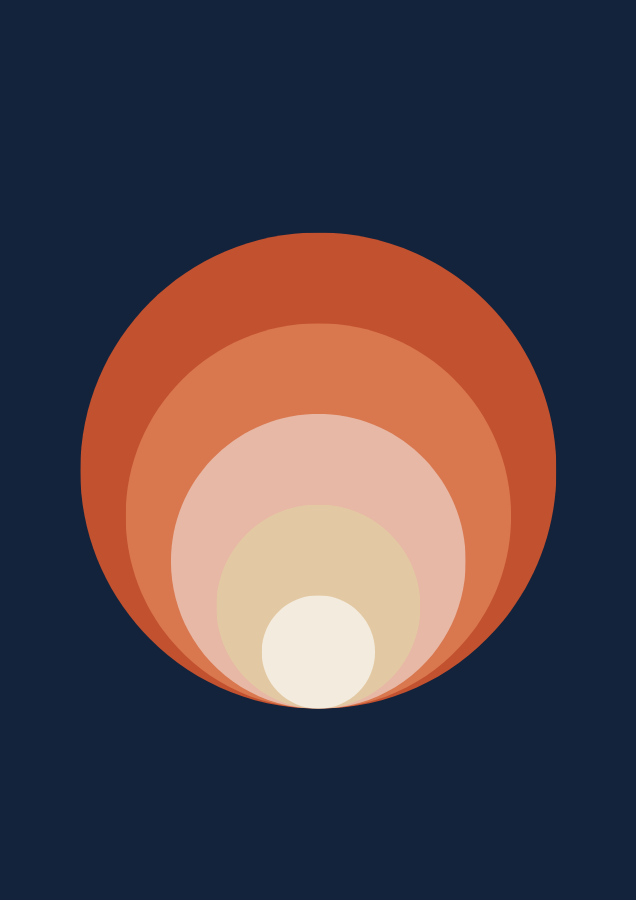 Warm Earth bundle: Sunset Rings abstract poster with concentric rings in sunset tones