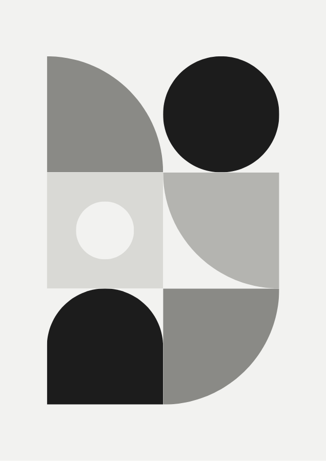 Mono bundle: Mono Blocks geometric poster in black, grey and off-white