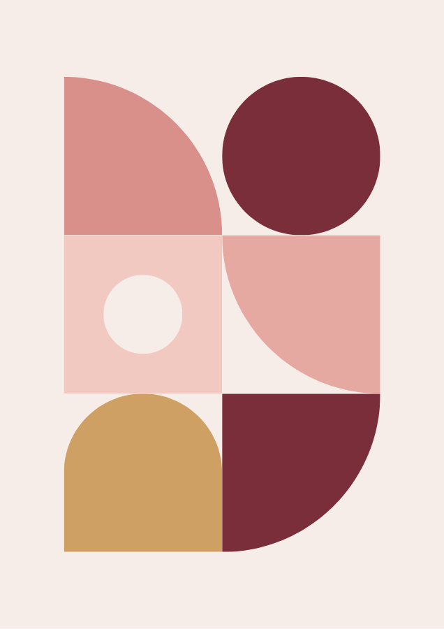 Rosé bundle: Rosé Blocks abstract geometric poster in blush pink and burgundy