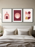 Rosé bundle – three framed posters above a bed, room mockup