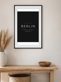 Berlin poster in a frame above a hallway console – room mockup